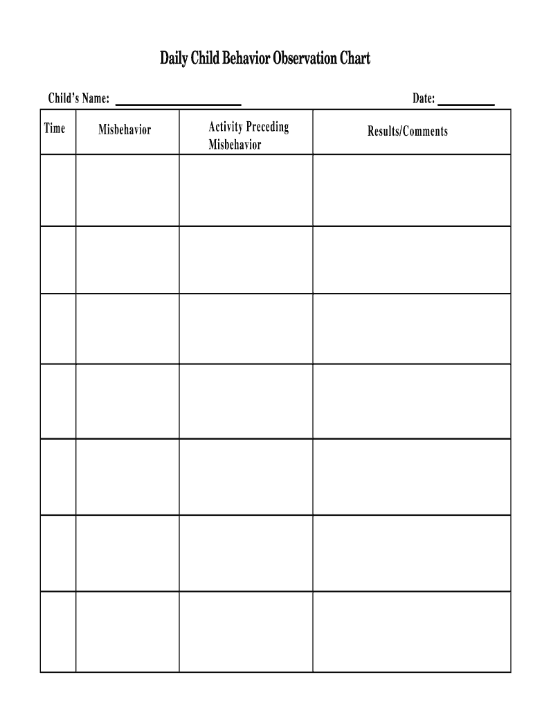 Child Behavior Observation Chart Printable - Fill Online, Printable ...