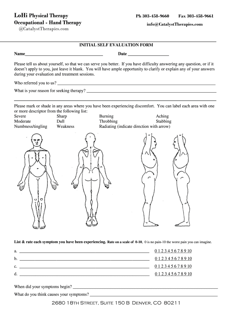 physical therapy evaluation form Preview on Page 1