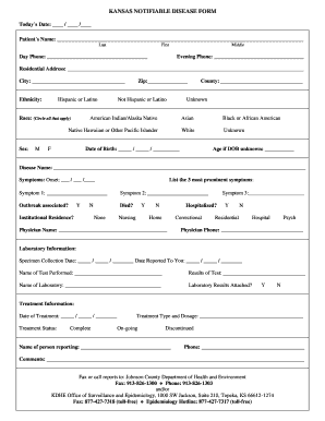 Fillable Online jocogov KANSAS NOTIFIABLE DISEASE FORM - Johnson County ...