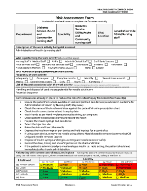 Fillable Online Risk Assessment Form - nhslanarkshire.org.uk Fax Email ...