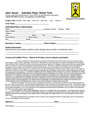 Fillable Online mdsoccerplex Adult Waiver Form 051305.doc ...