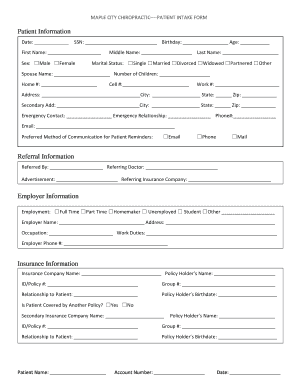 Fillable Online PATIENT INTAKE FORM-MCC Fax Email Print - pdfFiller