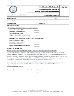 Certificate of Substantial Bid No. Completion/Certificate of ... - CMS - cms cerritos