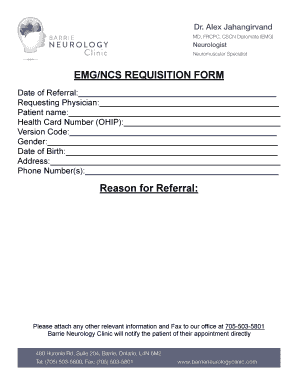 EMG/NCS REQUISITION FORM - barrieneurologyclinic.com