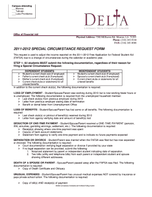 Financial aid form fa11