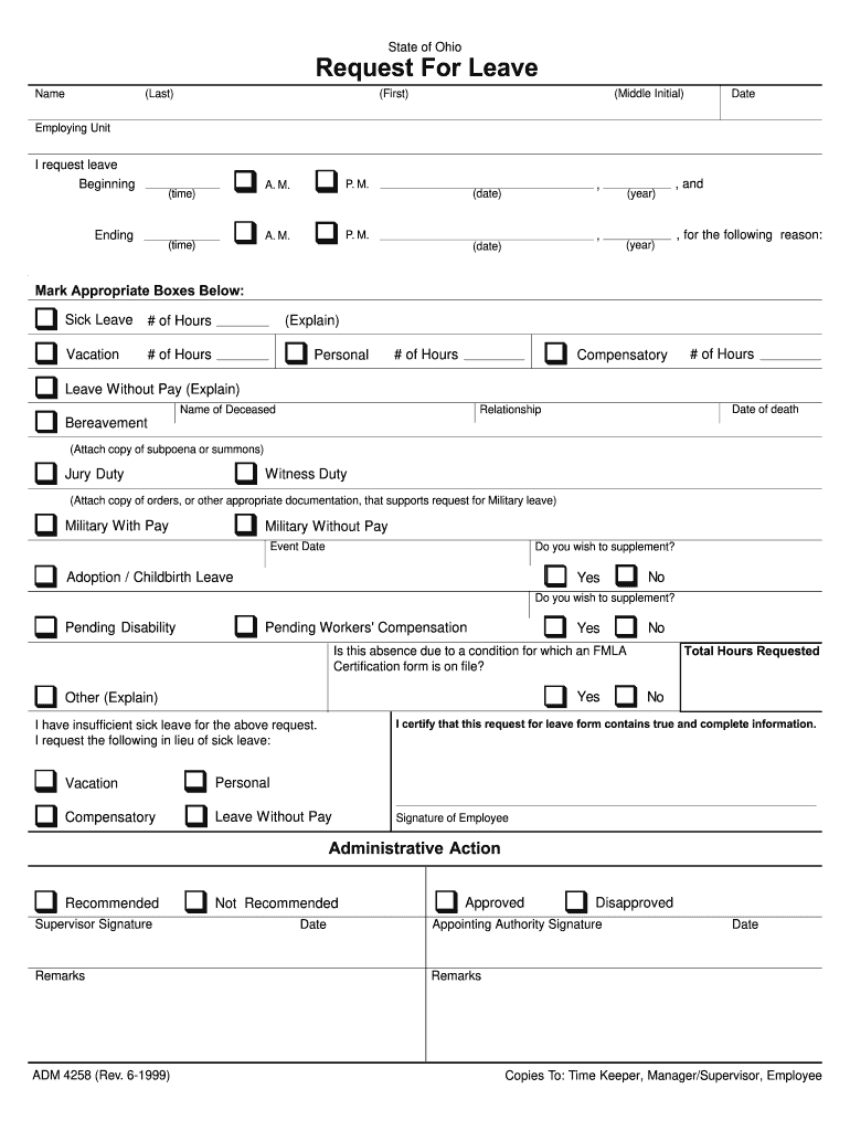 ohio leave form Preview on Page 1