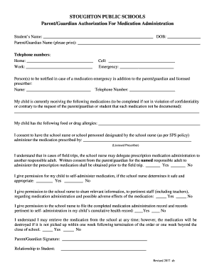 Fillable Online Parent Authorization Form - Stoughton Public Schools ...