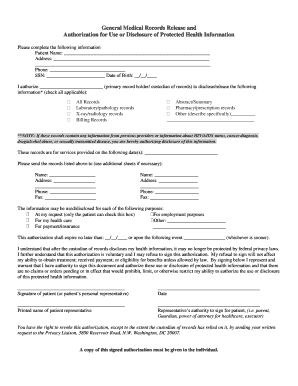 Fillable Online ehs gmu General Medical Record Release Form Fax Email ...