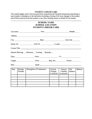 Student ledger template