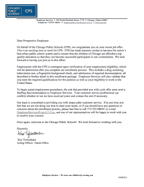 Congratulations job offer letter - CHICAGO PUBLIC SCHOOLS - MRQTSOE