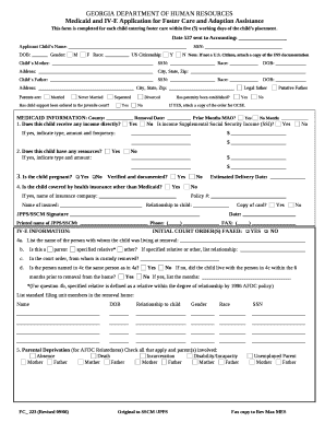 Medicaid and IV-E Application for Foster Care and Adoption Assistance ...