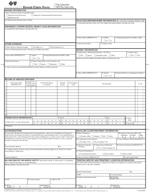 Fillable Online Pay Subscriber Dental Claim Form BCS Pay Subscriber Fax ...