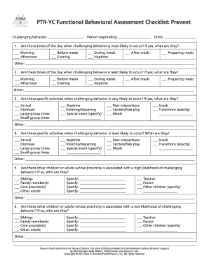 Functional Behavior Assessment Chart