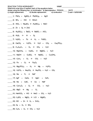 Fillable Online REACTION TYPES WORKSHEET Fax Email Print - pdfFiller