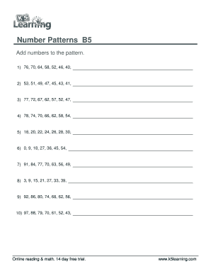 Fillable Online Number Patterns B5 Fax Email Print - pdfFiller