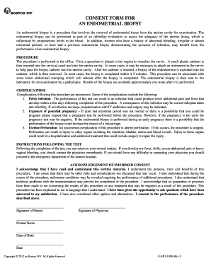 Fillable Online consent form for an endometrial biopsy - Boston IVF Fax ...