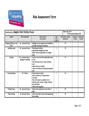 Fillable Online Risk Assessment Form - Girlguiding Nottinghamshire Fax ...