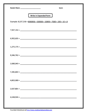 Write A Number In Expanded Form 637 - Fill Online, Printable, Fillable ...