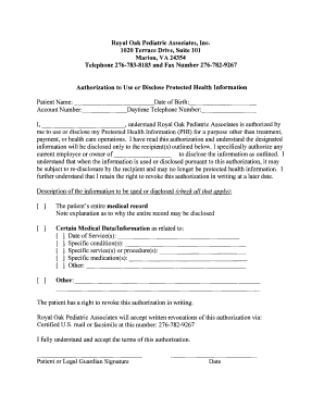 Fillable Online Records Release - Royal Oak Pediatrics Fax Email Print ...