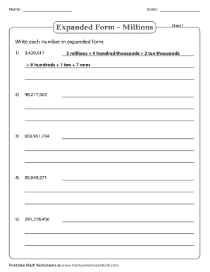 Standard And Expanded Exponential Form Place Value Worksheets - Fill ...