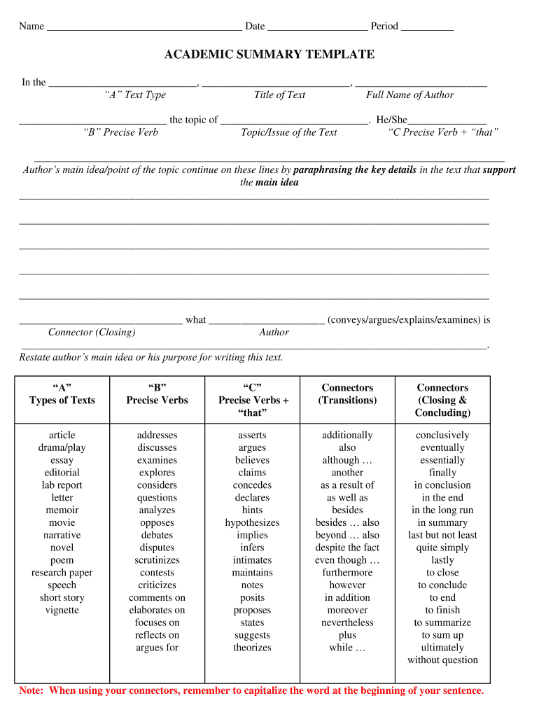 academic summary template Preview on Page 1