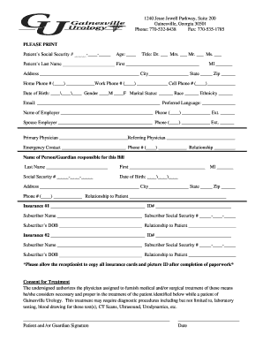 Fillable Online New Patient Forms - Gainesville Urology Fax Email Print ...