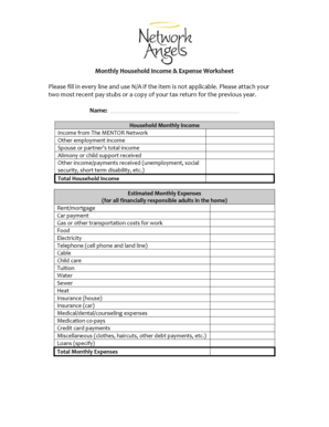 Monthly Budget Worksheet - Network Angels - networkangels