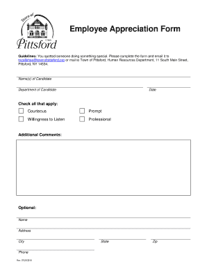 Fillable Online Appreciation Program Form. Appreciation Program Form ...