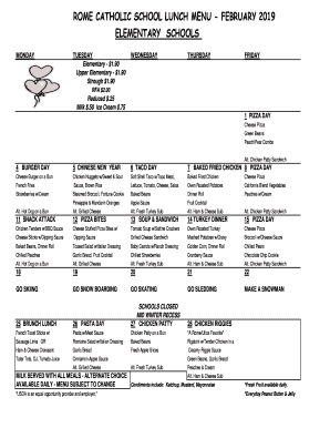 Rome catholic school lunch menu - february 2019 elementary schools