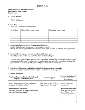 Wright state university lesson plan template form