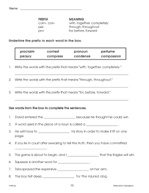 Match Each Word With The Correct Meaning Of Its Bolded Prefix ...