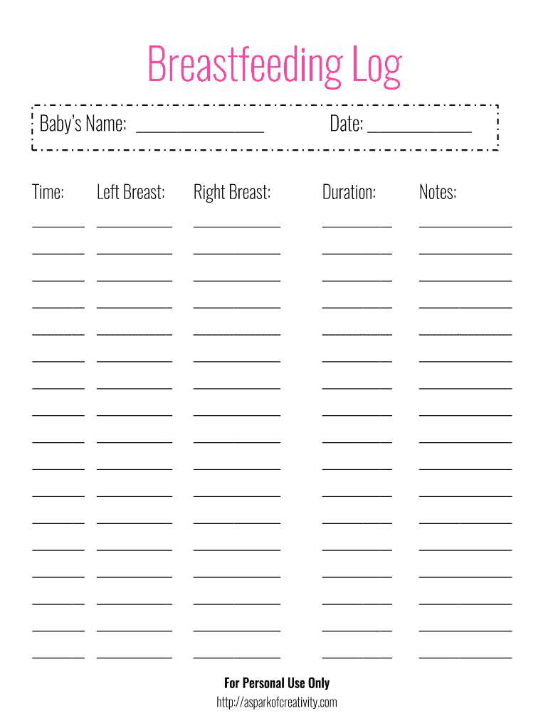 Breastfeeding Log Pdf - Fill Online, Printable, Fillable, Blank | pdfFiller