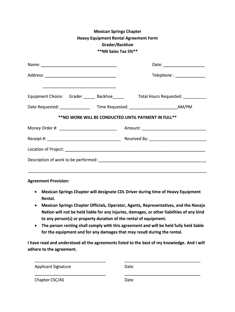 Equipment Rental Agreement Template