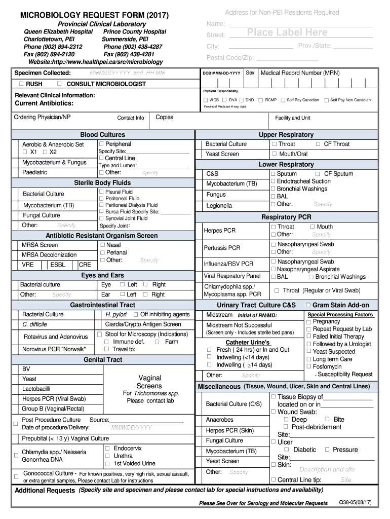 microbiology form Preview on Page 1