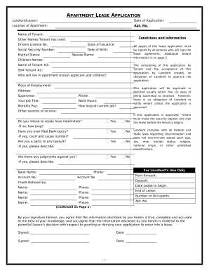 Apartment Lease Rental Application Questionnaire - Arizona