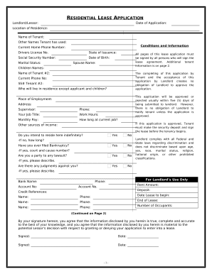 Residential Rental Lease Application - Hawaii