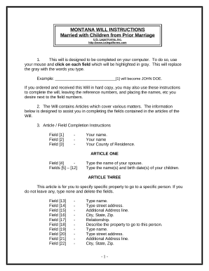 Legal Last Will and Testament Form for Married Person with Adult and Minor Children from Prior Marriage - Montana