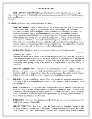 Fencing Contract for Contractor - Vermont