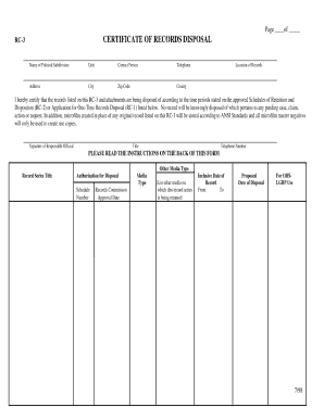 Electronic data retention policy template - certificate of disposal template