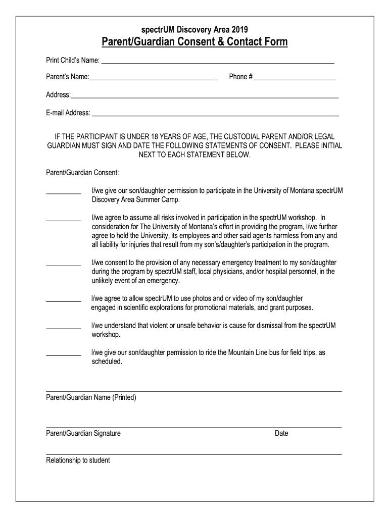 Fillable Online Parent Consent Form 2019.docx Fax Email Print - pdfFiller