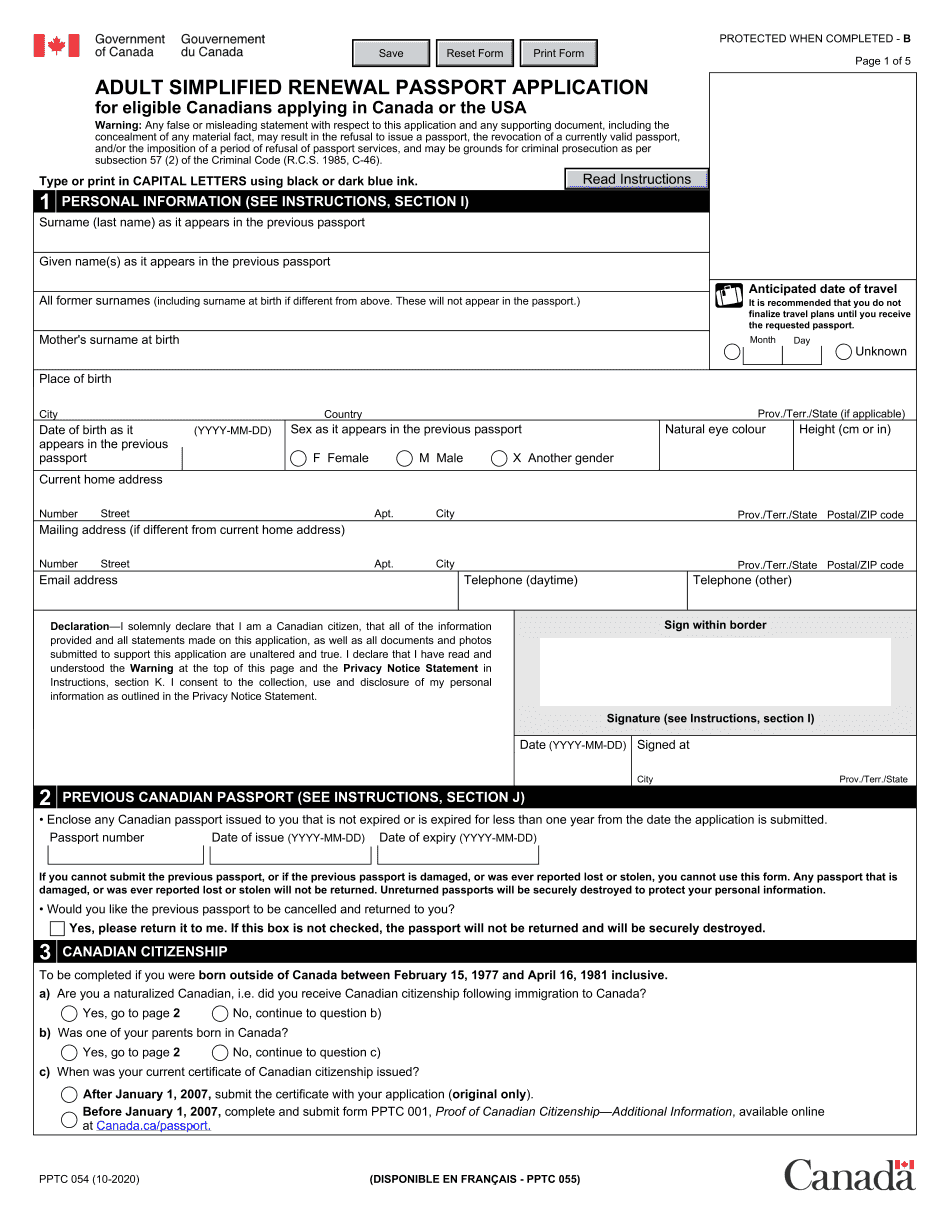 Fill In Canadian Passport Renewal Form And Keep Things Organized