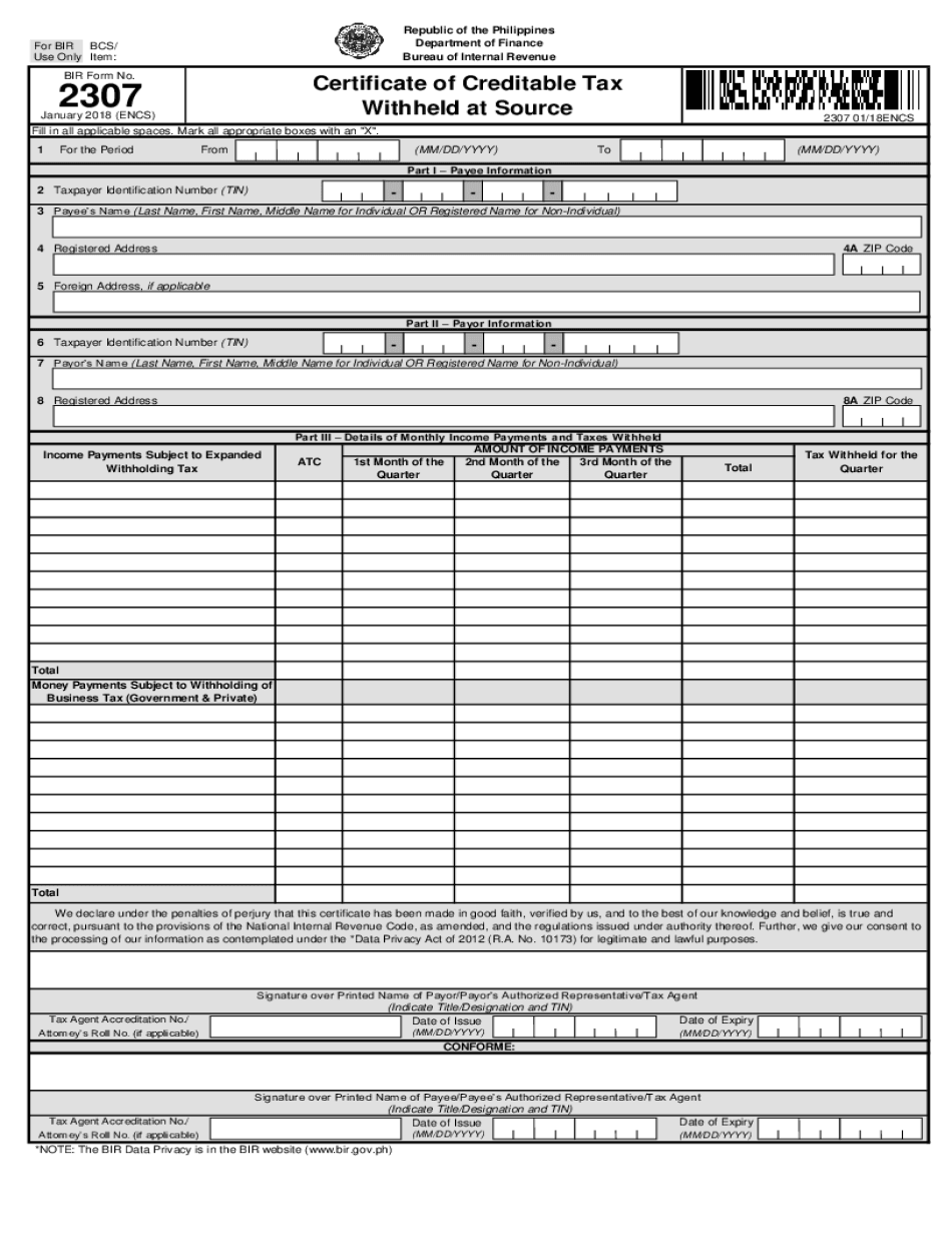 Our Editable Form For BIR 2307 Form Is Your Good Luck