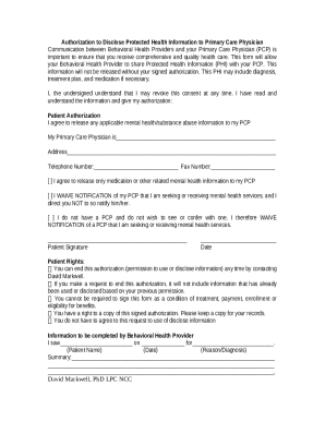 AUTHORIZATION TO DISCLOSURE PROTECTED HEALTH INATION ... Doc Template ...