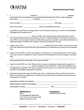 Parental Consent Form- English - MTM, Inc. 2020 - Fill and Sign ...