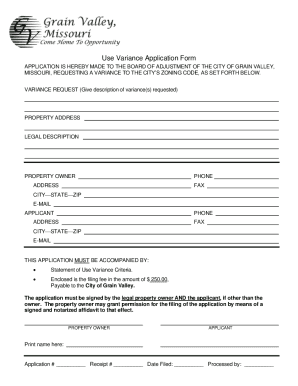 Fillable Online Use Variance Application Form - cityofgrainvalley.org ...