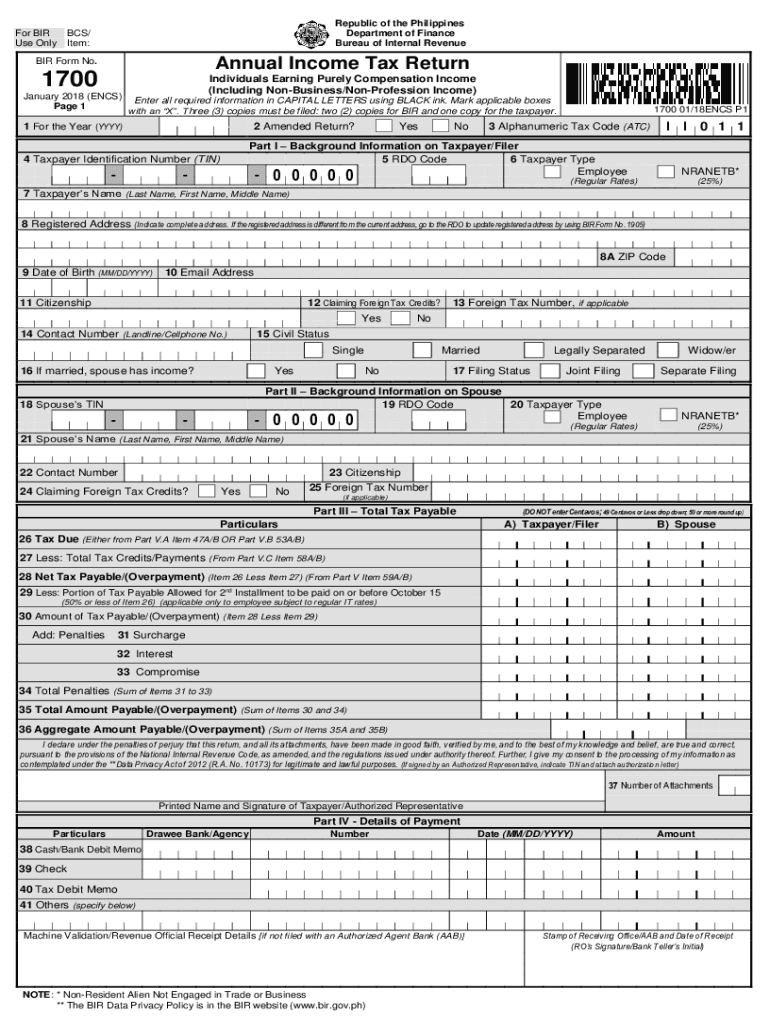 2018-2024 Form PH BIR 1700 Fill Online, Printable, Fillable, Blank ...