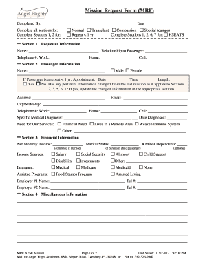 Fillable Online angelflightse Mission Request Form (MRF) - Angel Flight ...