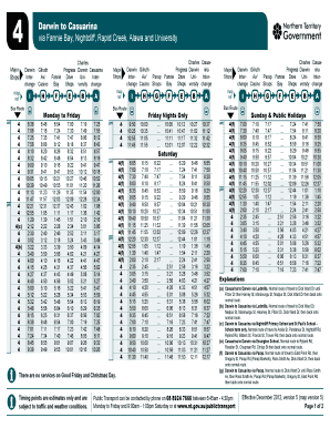 Darwin Bus Timetable 4 - Fill Online, Printable, Fillable, Blank ...