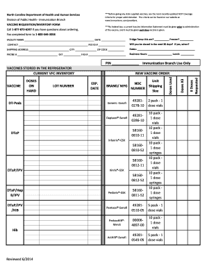 Vaccine Requisition Form - Immunization Branch - immunize nc