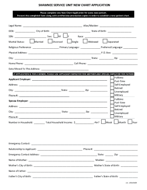 Fillable Online Clinton Service Unit New Chart Application. Clinton ...